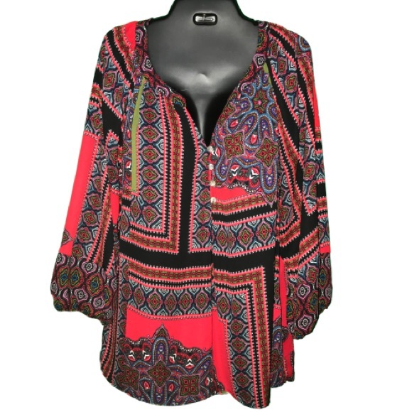 Figueroa & Flower Tops - Bright bohemian top in size XL